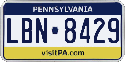 PA license plate LBN8429