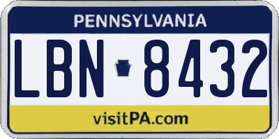 PA license plate LBN8432