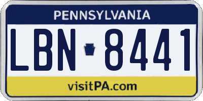 PA license plate LBN8441