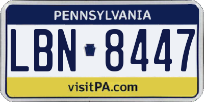 PA license plate LBN8447