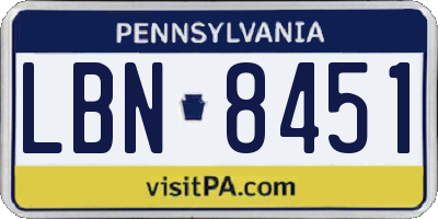 PA license plate LBN8451