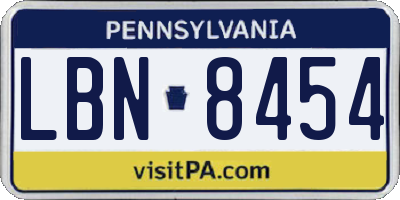 PA license plate LBN8454