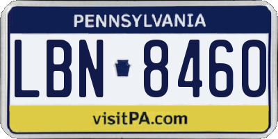 PA license plate LBN8460