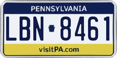 PA license plate LBN8461