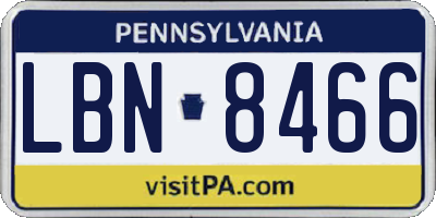 PA license plate LBN8466