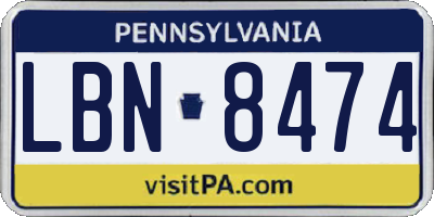 PA license plate LBN8474