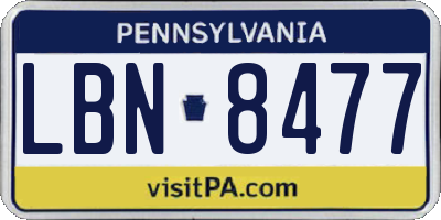 PA license plate LBN8477