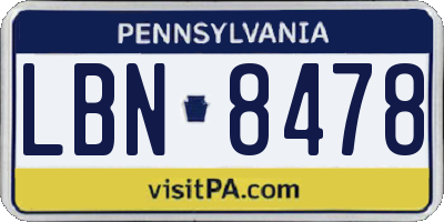 PA license plate LBN8478