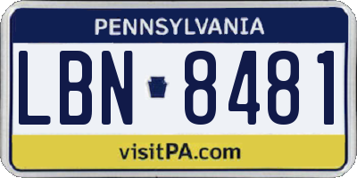 PA license plate LBN8481