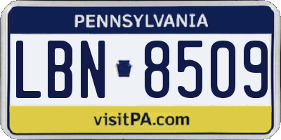 PA license plate LBN8509