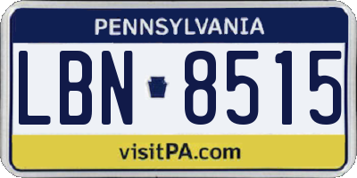 PA license plate LBN8515
