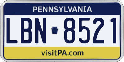 PA license plate LBN8521