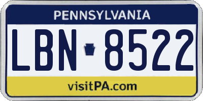 PA license plate LBN8522
