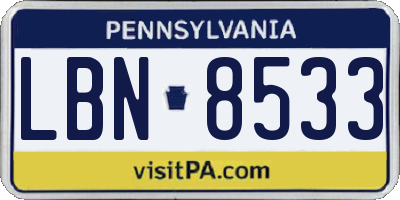 PA license plate LBN8533