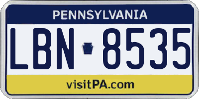 PA license plate LBN8535