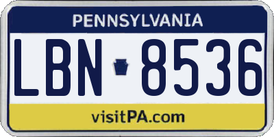 PA license plate LBN8536