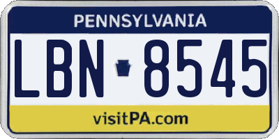 PA license plate LBN8545
