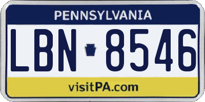 PA license plate LBN8546
