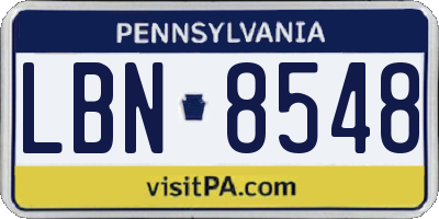 PA license plate LBN8548