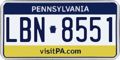 PA license plate LBN8551