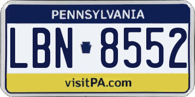 PA license plate LBN8552