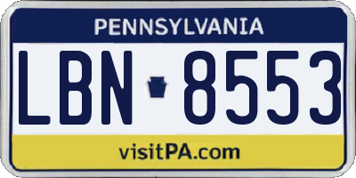 PA license plate LBN8553