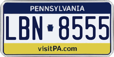 PA license plate LBN8555