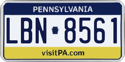 PA license plate LBN8561
