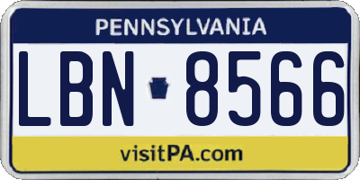 PA license plate LBN8566