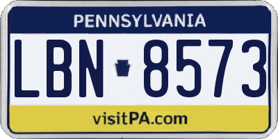 PA license plate LBN8573