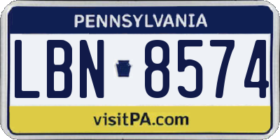 PA license plate LBN8574
