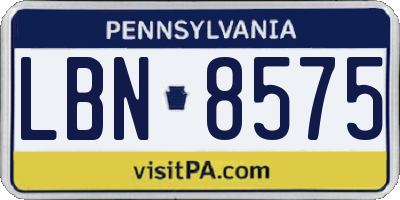 PA license plate LBN8575