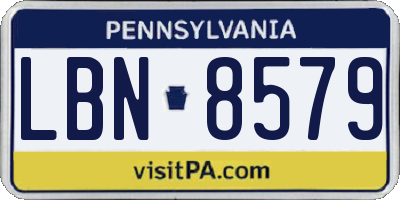 PA license plate LBN8579