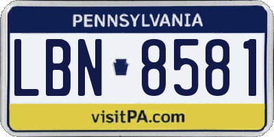 PA license plate LBN8581