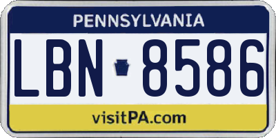 PA license plate LBN8586