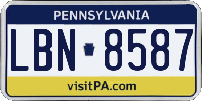 PA license plate LBN8587