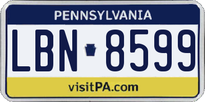 PA license plate LBN8599