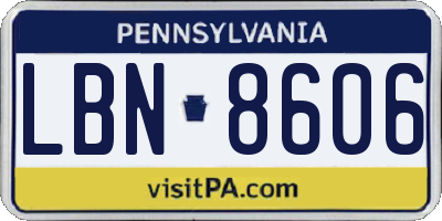 PA license plate LBN8606