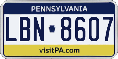 PA license plate LBN8607