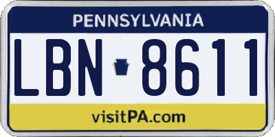 PA license plate LBN8611