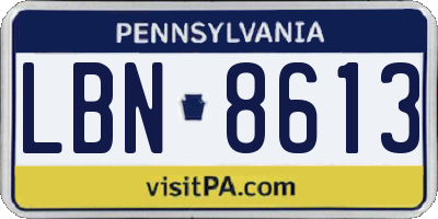 PA license plate LBN8613