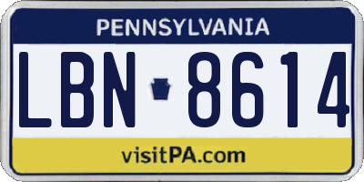 PA license plate LBN8614