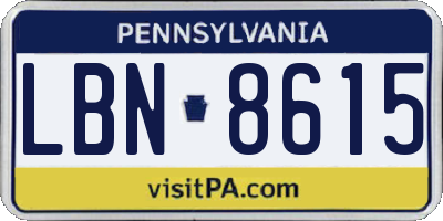 PA license plate LBN8615