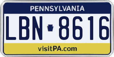 PA license plate LBN8616