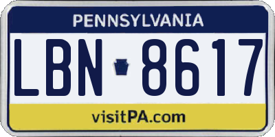 PA license plate LBN8617