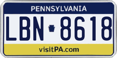 PA license plate LBN8618