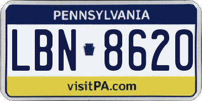 PA license plate LBN8620