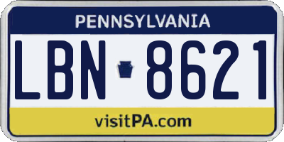 PA license plate LBN8621
