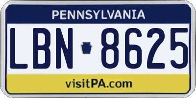 PA license plate LBN8625