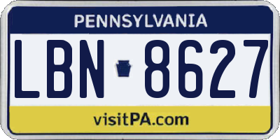 PA license plate LBN8627